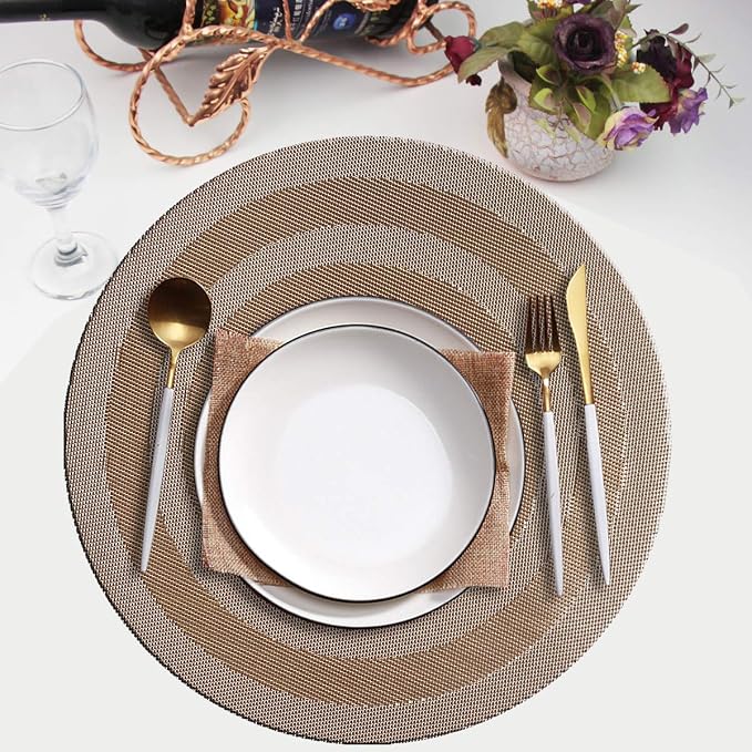 PIGCHCY Round Placemat Set of 6 Heat Resistant Vinyl Washable Kitchen 15 inch - Image 7