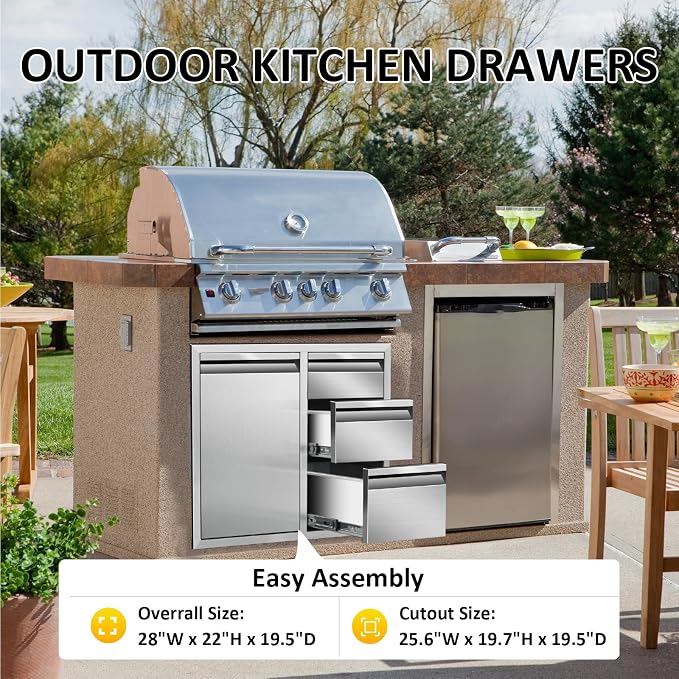 Outdoor Kitchen Door Drawer Combo Cabinet 28" W x 22" H x 19.5" D Stainless - Image 5