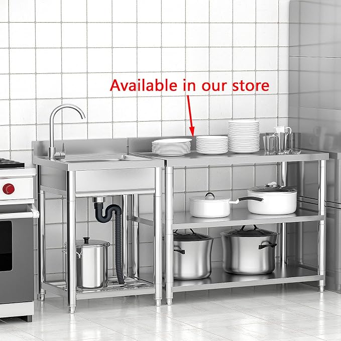 Free Standing Stainless-Steel Single Bowl Commercial Restaurant Kitchen Sink - Image 6