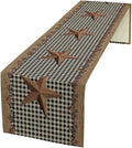 Rustic Star Table Runner, Vintage Wood Barn Black Grid Western Texas Farmhouse by JanJCurt