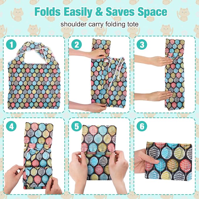 Eccliy 24 Pieces Reusable Grocery Bags Polyester Shopping Bags - Image 5