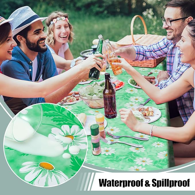 misaya Square Waterproof Vinyl Table Cloth, Wipeable Tablecloth - Image 2