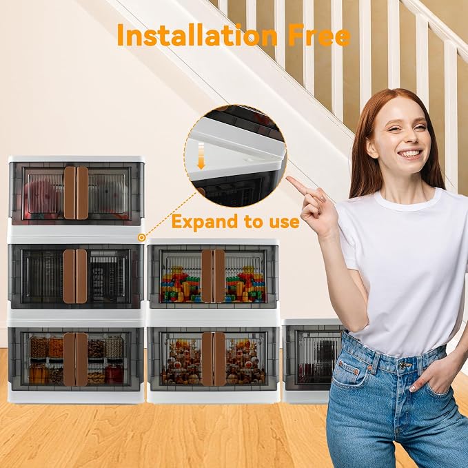 Storage Bin, Cabinet with Lids, 8.4 Gallon Capacity, With Double Door and Lock - Image 6