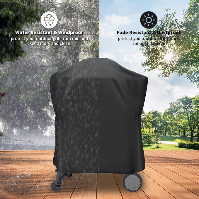 Grill Cover for Weber Q Series Grill on Cart, Waterproof BBQ Cover for Weber - Image 5