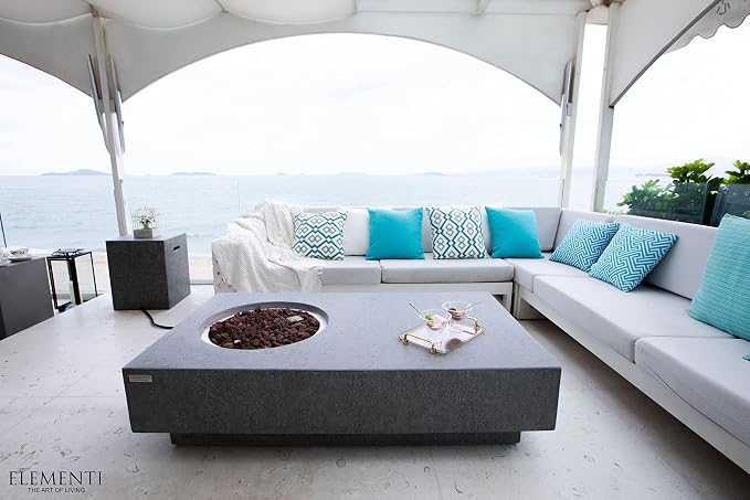 Elementi | Metropolis Gas Fire Pit Cast Concrete 56" Rectangular Fire Table - Image 7