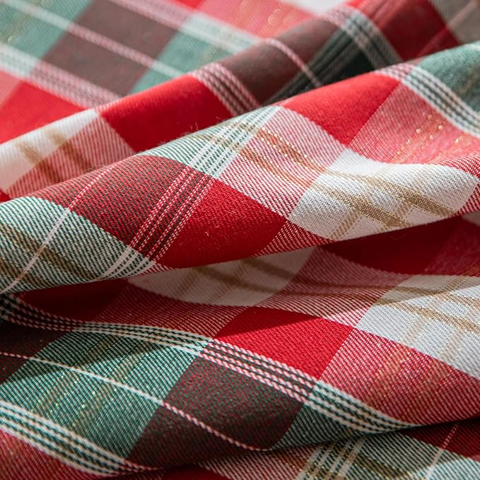 Red Gold Plaid Christmas Table Runner, Winter Holiday Table Runners 108 inches - Image 6