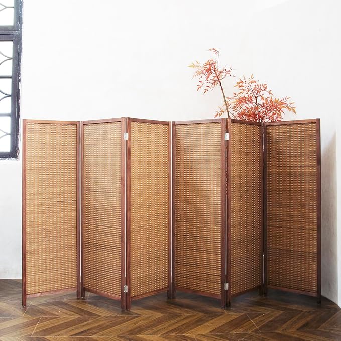 6 Panel Short Room Divider Screen, Small Bamboo Panel Divider - Image 3