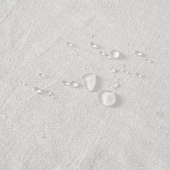 MIULEE White Linen Cotton Blend Tablecloth Rectangle, Luxury Waterproof Stain - Image 6