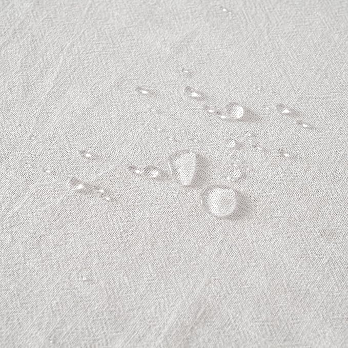 MIULEE White Linen Cotton Blend Tablecloth Rectangle, Luxury Waterproof Stain - Image 6