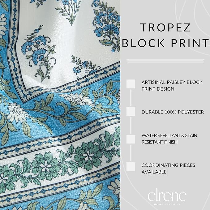 Elrene Home Fashions Tropez Paisley Block Print Coastal Stain & Water Resistant - Image 3