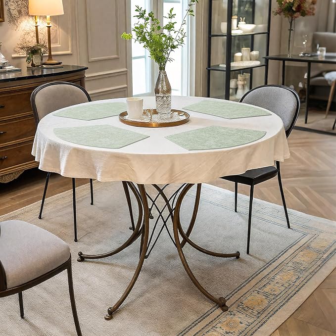 Homaxy Round Table Placemats Set of 6, Washable Wedge Shaped Faux Leather Table - Image 6