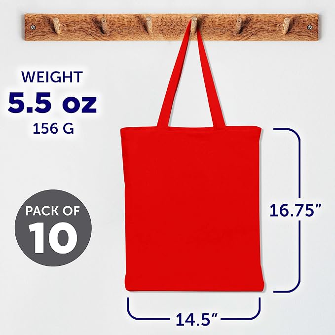 DISCOUNT PROMOS Cotton Canvas Tote Bags Set of 10, Bulk Pack - Image 5