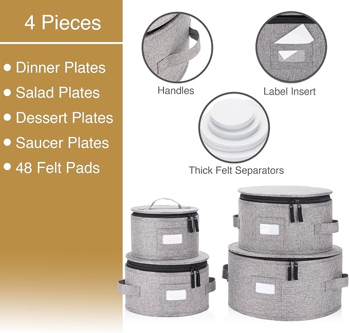 Set of 4 China Storage Cases for Dinnerware - Image 2