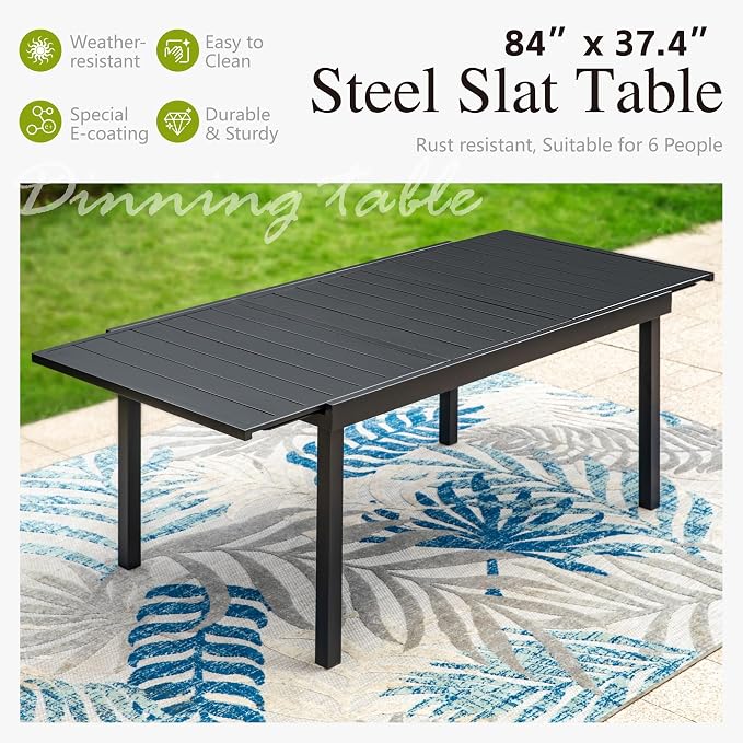 Sophia & William 9 Pieces Expandable Patio Dining Set, Extendable Rectangular - Image 2