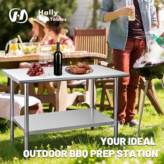 Hally Stainless Steel Table for Prep & Work 18 x 30 Inches, NSF Commercial - Image 4