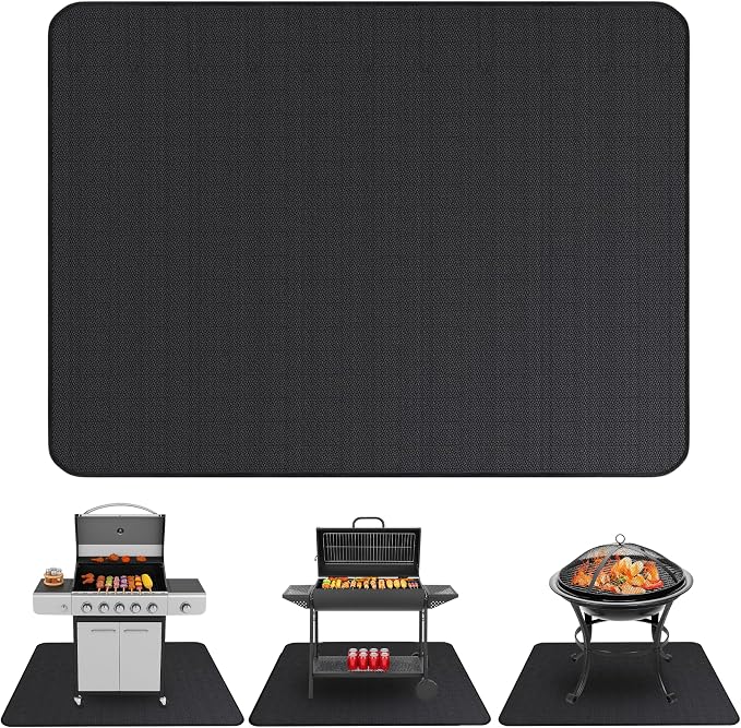 Under Grill Mats for Outdoor Grill Double-Sided Fireproof Mat for Under Fire by LindasEssentials