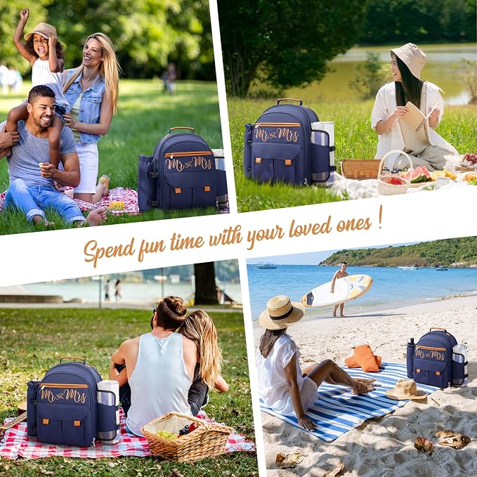 Couple Gifts 22L Picnic Basket Set, Leak Proof Cooler Camping Gifts, Cool - Image 7