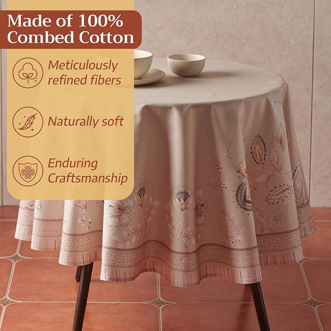 Maison d'Hermine Premium Table Cloth Round Table 100% Cotton 70 Inches - Image 4