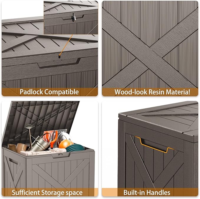 EasyUp 32 Gallon Outdoor Deck Box Waterproof, UV Resistant Resin Outdoor - Image 5