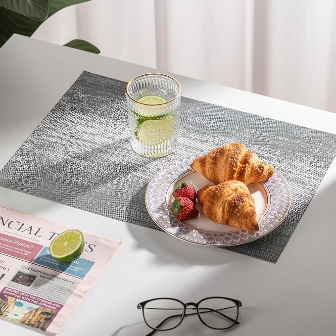 LEXMORE Placemats Set of 6 Vinyl/Plastic Woven Place Mats - Image 2