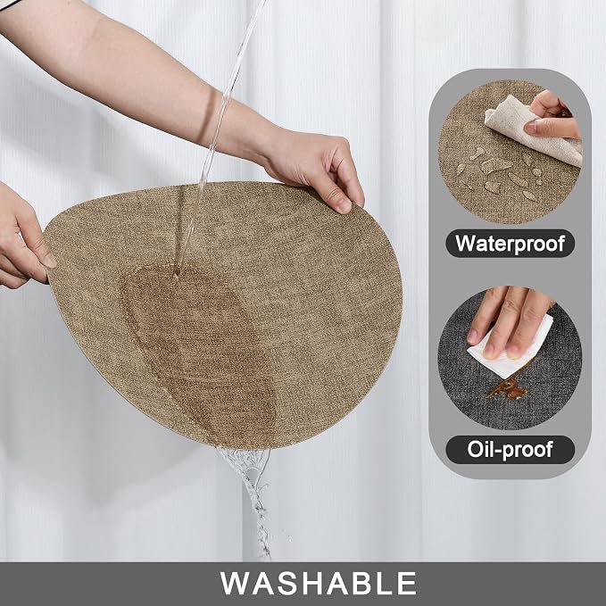 Myir JUN Round Placemats Dual Sided, Faux Leather Place Mats Set of 4 Indoor - Image 6