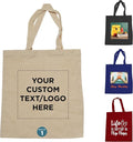 DISCOUNT PROMOS Custom Cotton Canvas Tote Bags Set of 1, Personalized Text by DISCOUNTPROMOS