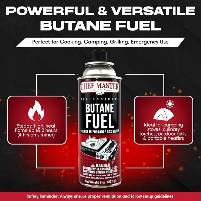 Chef Master 72x 8oz Butane Fuel Canister - Image 2