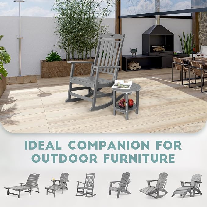 FUNBERRY Outdoor Adirondack Side Table, 2-Tier Patio End Tables, HDPE All - Image 8