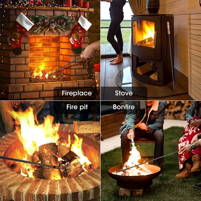 Fire Poker for Fire Pit, 32 inch Fireplace Poker Premium Solid Steel Fire Pit - Image 6