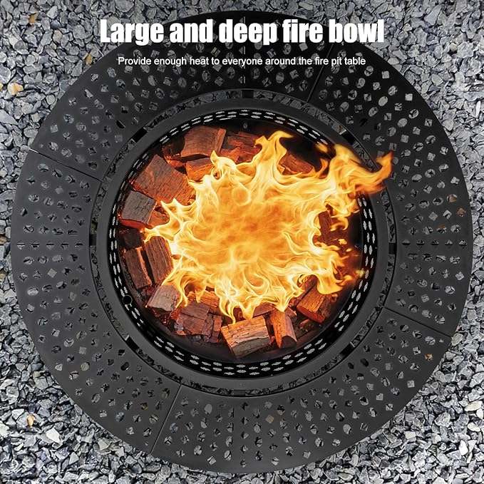 47 Inch Fire Pit with 2 Grills, Wood Burning Fire Pits - Image 4
