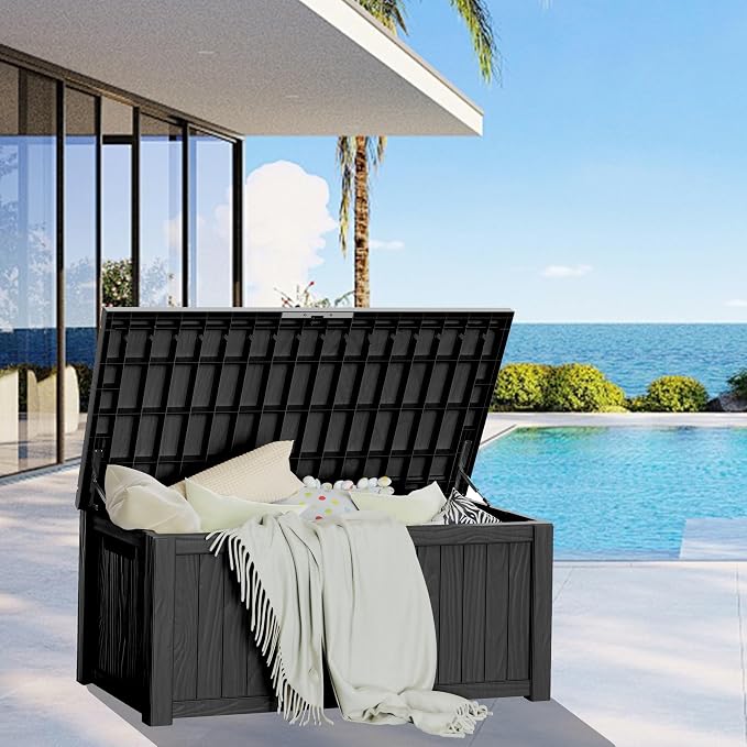 150 Gallon Resin Deck Box, Waterproof Outdoor Storage Box - Image 9