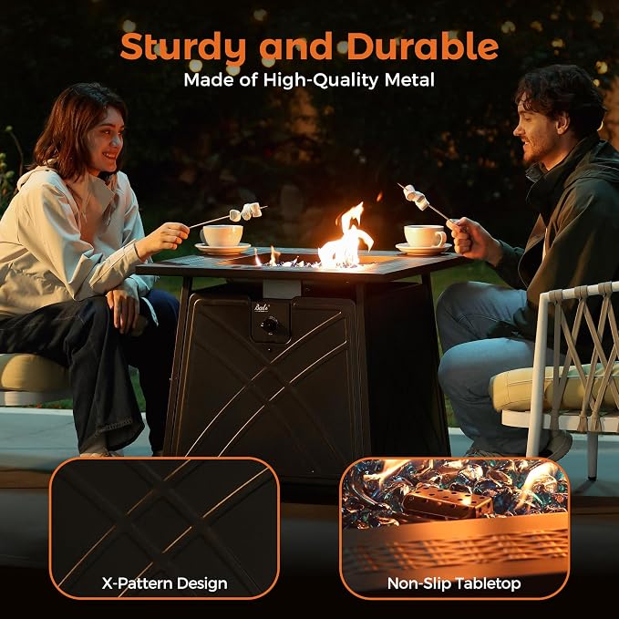 BALI OUTDOORS Gas FirePit Table, 28 inch 50, 000 BTU Square Outdoor Propane - Image 4