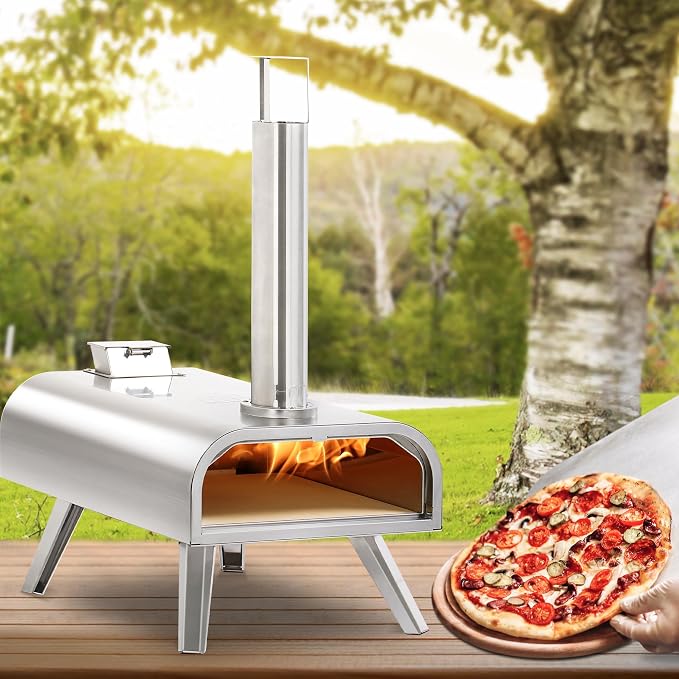 BIG HORN OUTDOORS 16" Woodfire Pizza Stone Oven, 1112°F Outdoor Stainless Pizza - Image 2