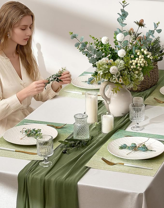 Leetaltree Gradient Green Woven Placemats Set of 4 - Image 3