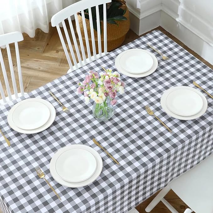 Romanstile Square Vinyl Tablecloth, 100% Waterproof Buffalo Gingham Plastic - Image 5