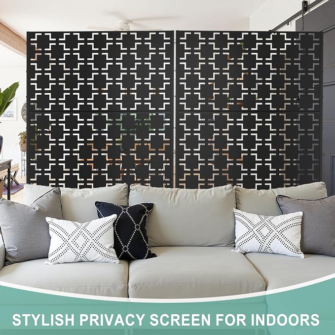 Metal Privacy Screen for Outdoor & Indoor Use, Free Standing Privacy Screen for - Image 6