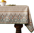 patdrea Designer French Light Brown Rectangular Table Cloth, Linen Floral by Welcometopatdrea