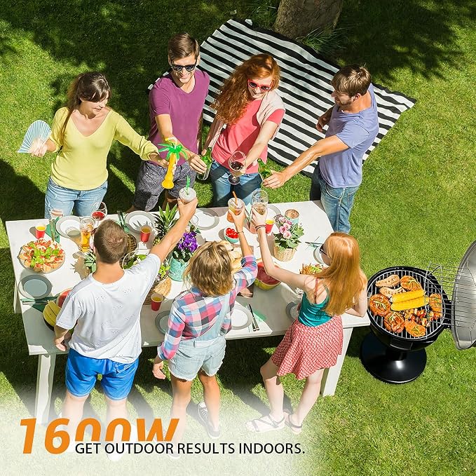 Electric Grill, Techwood Indoor/Outdoor Electric BBQ Grill, 1600W Portable - Image 2
