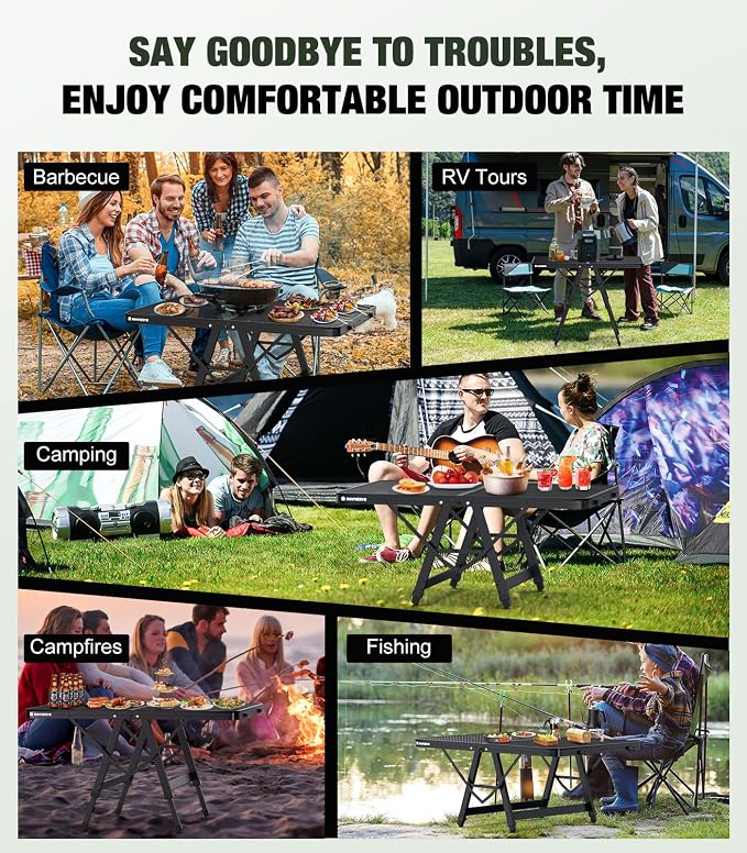 Foldable Grill Table with Mesh Desktop, 200lbs 3Ft Portable Folding Table - Image 7