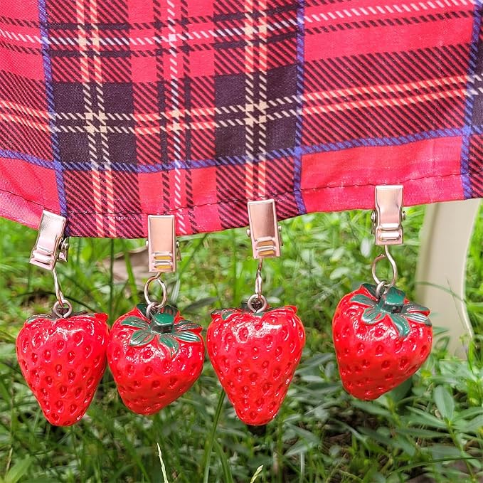 Twofish Strawberry Resin Tablecloth Weights Clips Set of 4 - Image 2