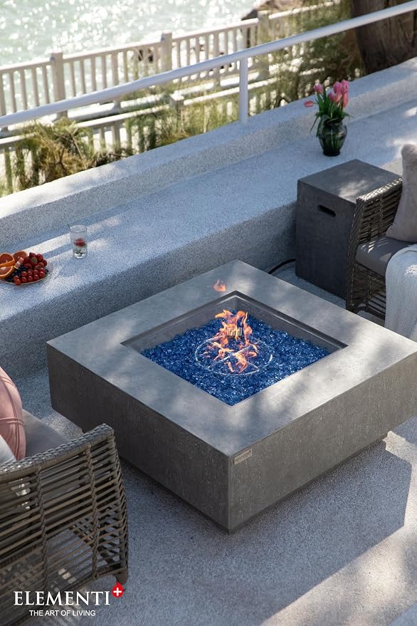 Elementi+ | Bundle Victoria Gas Fire Pit Cast Concrete 40" Square Fire Table - Image 8