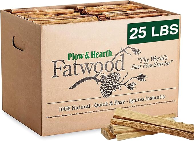 Plow & Hearth 25 LBS Fatwood Fire Starter Sticks Organic Kindling, Easy by PlowHearth