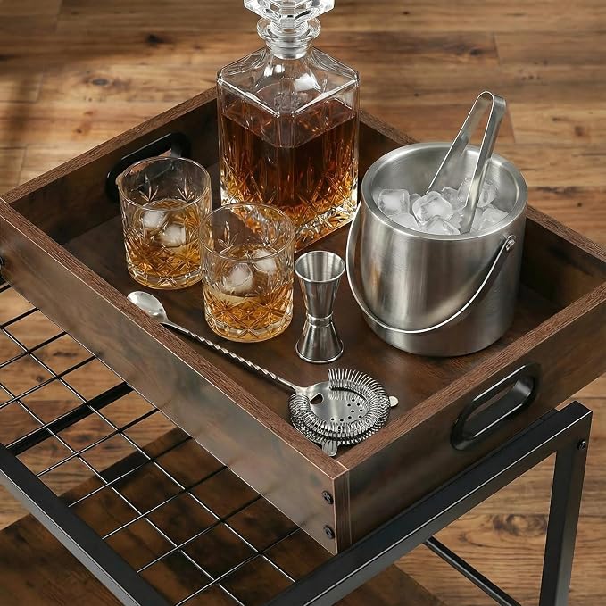 3-Tier Bar Cart for The Home, Rolling Cart - Image 4