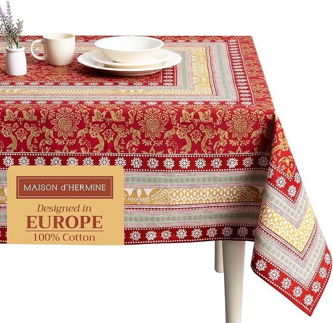 Maison d' Hermine Table Cloth Square Table 100% Cotton 54 x 54 Inches Fall by MaisondHermine