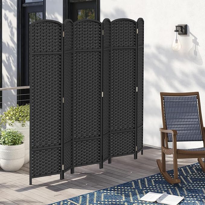 Room Divider 6 Panel Screen 5.6 Ft Tall Partition Room Dividers Black Privacy - Image 6