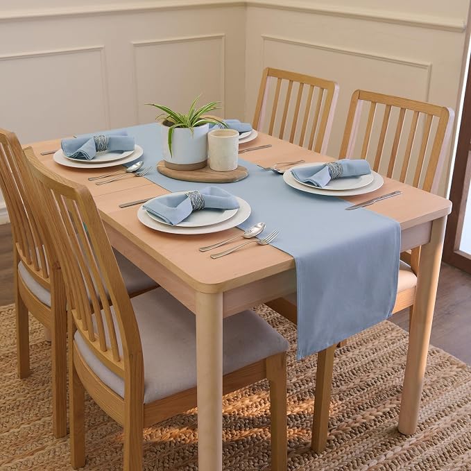 Encasa XO Table Runner 13"x72" Long | Cotton Canvas Fabric | B Grey Solid Color - Image 2