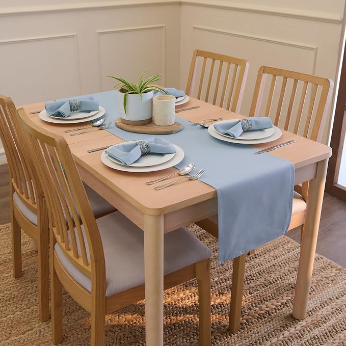 Encasa XO Table Runner 13"x94" Long | Cotton Canvas Fabric | B Grey Solid Color - Image 3