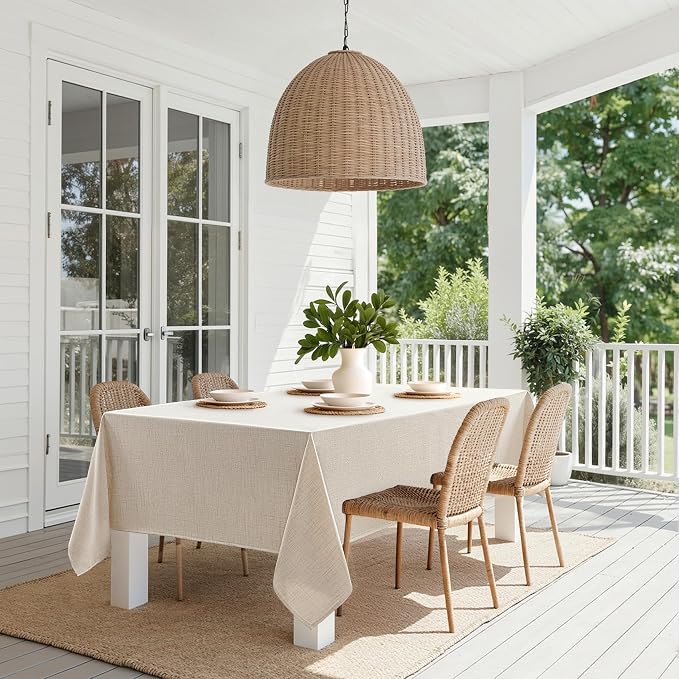 MIULEE Grayish White Linen Polyester Tablecloth 60x104 Inch Spring Rectangle - Image 8