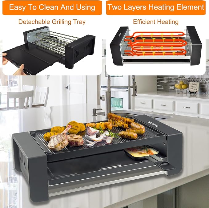 TAMARIT Raclette Party Grill Portable Indoor Electric Korean BBQ Grill 2 in 1 - Image 6