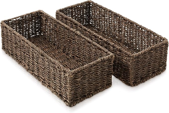 Casafield Set of 2 Bathroom Storage Baskets, Espresso - Image 3